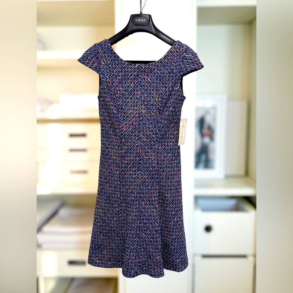 Shoshanna EUC Sz 0 Beautiful Multi-Colored Tweed Patterned Mini Dress (0578) - Picture 2 of 14